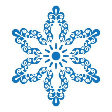 Kar tanesi beyaz zemin üzerine mavi siluet