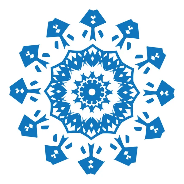 Silueta azul de copo de nieve sobre fondo blanco — Vector de stock