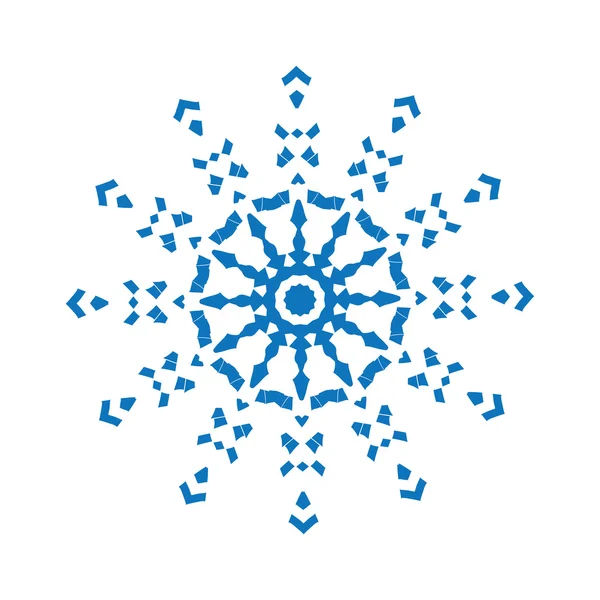 Blaue Silhouette der Schneeflocke auf weißem Hintergrund — Stockvektor