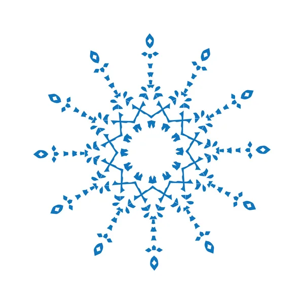 Синий силуэт снежинки на белом фоне — стоковый вектор