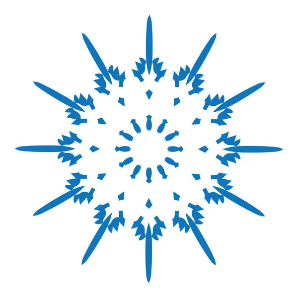Modrá silueta sněhové vločky na bílém pozadí — Stockový vektor