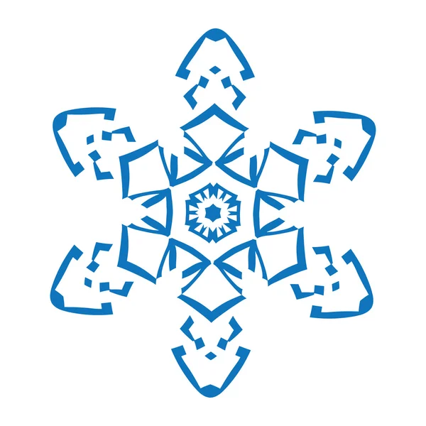 Blaue Silhouette der Schneeflocke auf weißem Hintergrund — Stockvektor