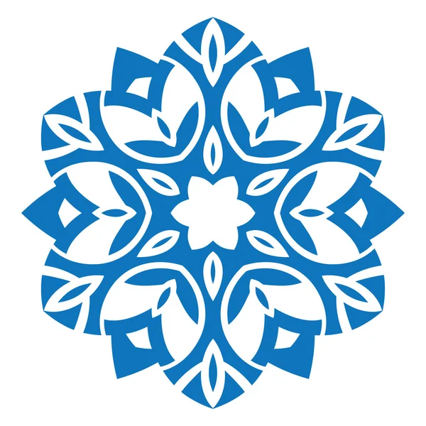 Blauwe silhouet van sneeuwvlok op witte achtergrond — Stockvector