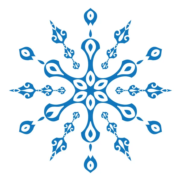 Silueta azul de copo de nieve sobre fondo blanco — Vector de stock