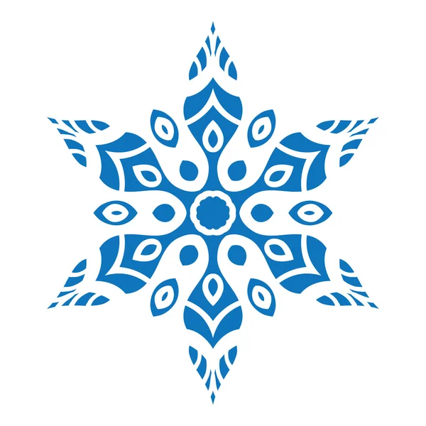 Silueta azul de copo de nieve sobre fondo blanco — Vector de stock