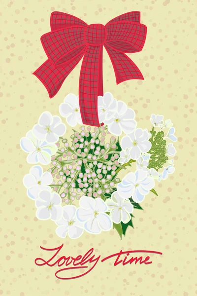 Greeting wedding card with flower wreath — Stock Vector