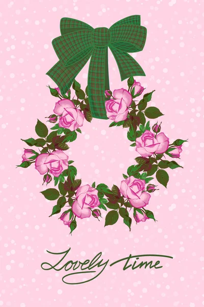 グリーティング カード結婚式花の花輪 — ストックベクタ