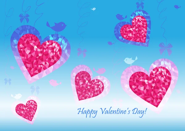 Greeting card for Valentine's Day with hearts — Stock Vector