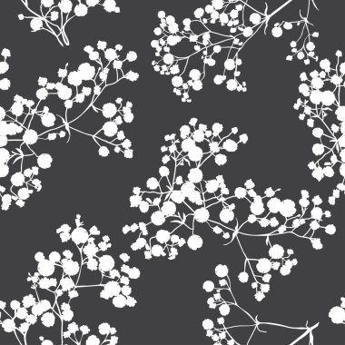 Güzel çizilmiş silueti gypsophila dalları ile sorunsuz arka plan