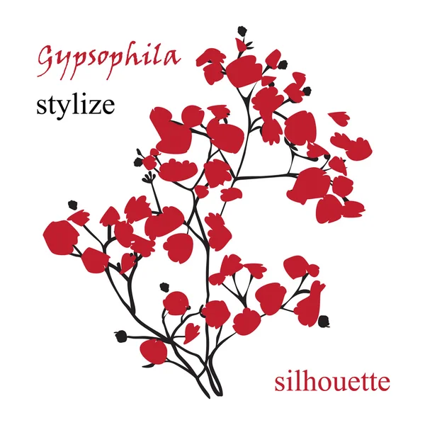 Güzel çizilmiş silueti gypsophila Şubesi — Stok Vektör