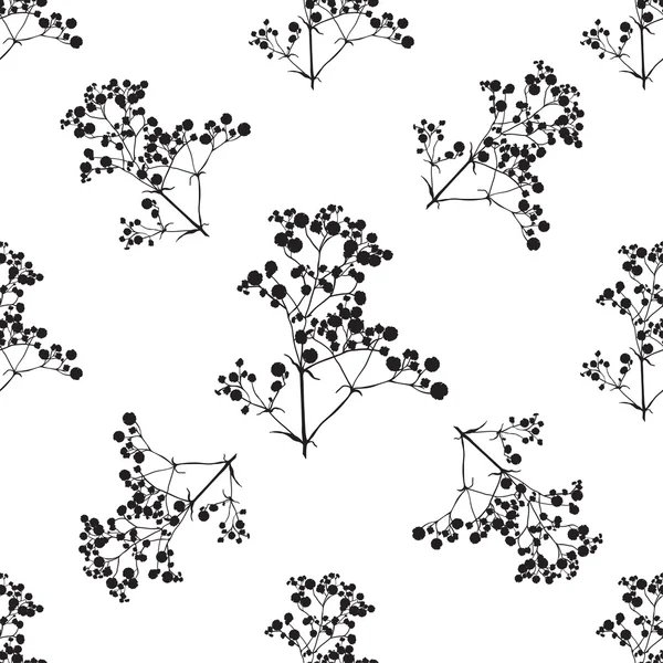 Güzel çizilmiş silueti gypsophila dalları ile sorunsuz arka plan
