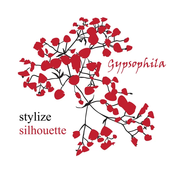 Tak van prachtige handgetekende silhouet gypsophila — Stockvector