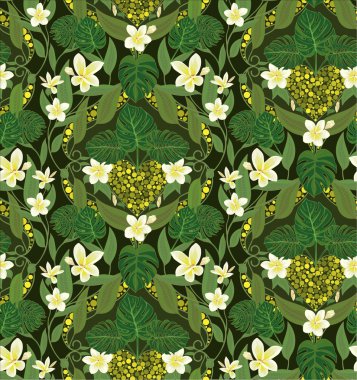 Deco seamless pattern with frangipani