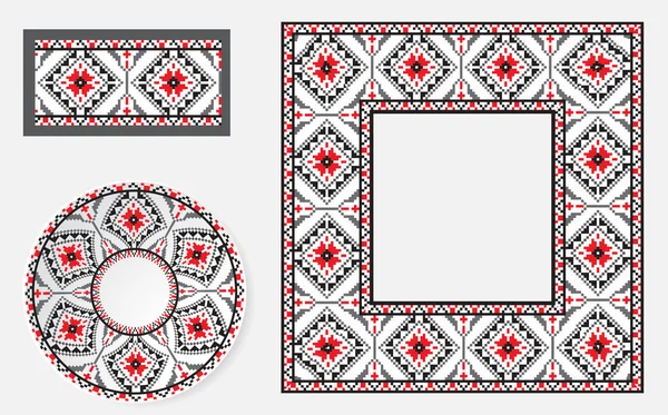 民族飾りパターン ブラシのセット — ストックベクタ