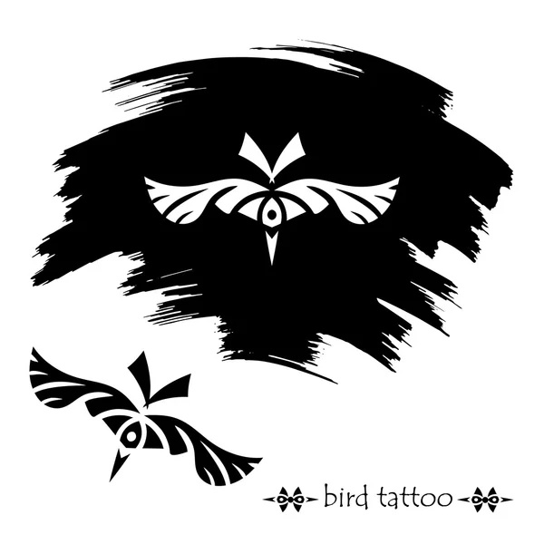 Maschera decorativa stilizzata per uccelli. Silhouette del tatuaggio — Vettoriale Stock