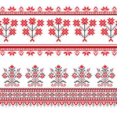 Etnik süsleme desen farklı renklerde kümesi