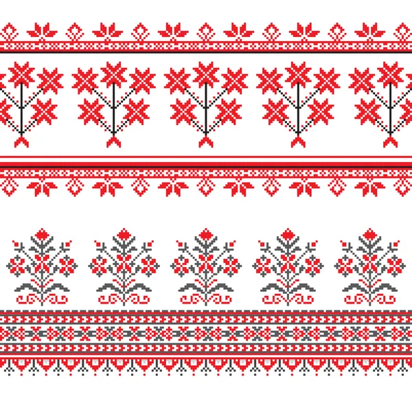 Ensemble de motif d'ornement ethnique en différentes couleurs — Image vectorielle