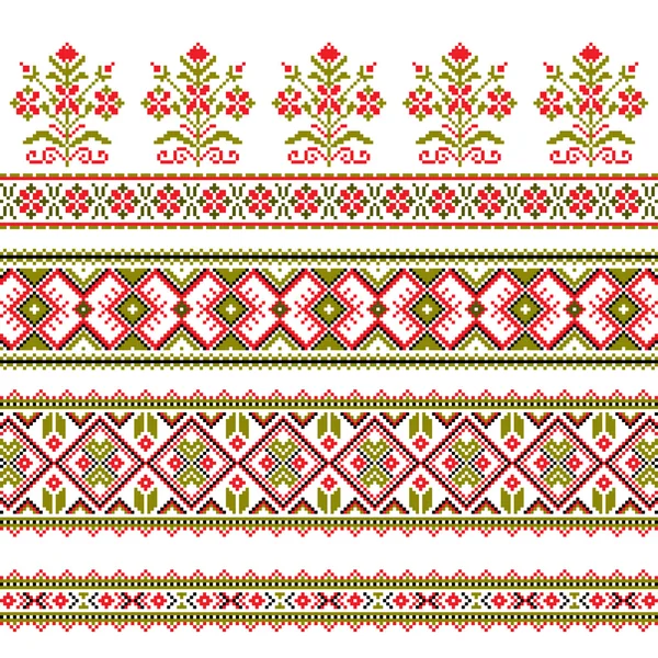Conjunto de patrón de ornamento étnico en diferentes colores — Vector de stock