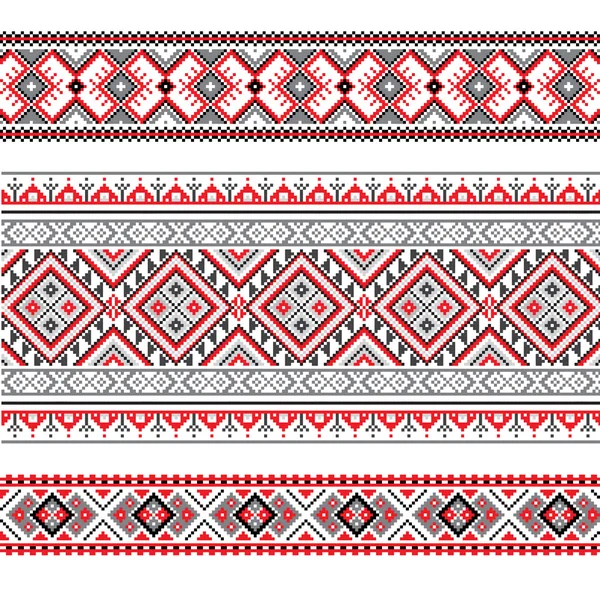 Conjunto de padrão de ornamento étnico em cores diferentes — Vetor de Stock