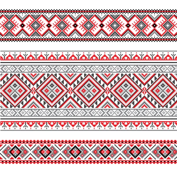 Ensemble de motif d'ornement ethnique en différentes couleurs — Image vectorielle