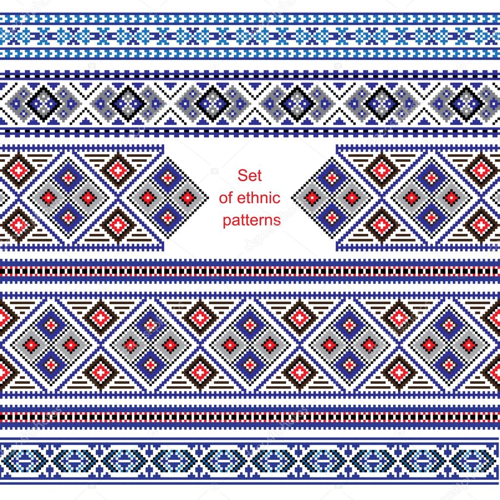 Set of Ethnic ornament pattern in different colors