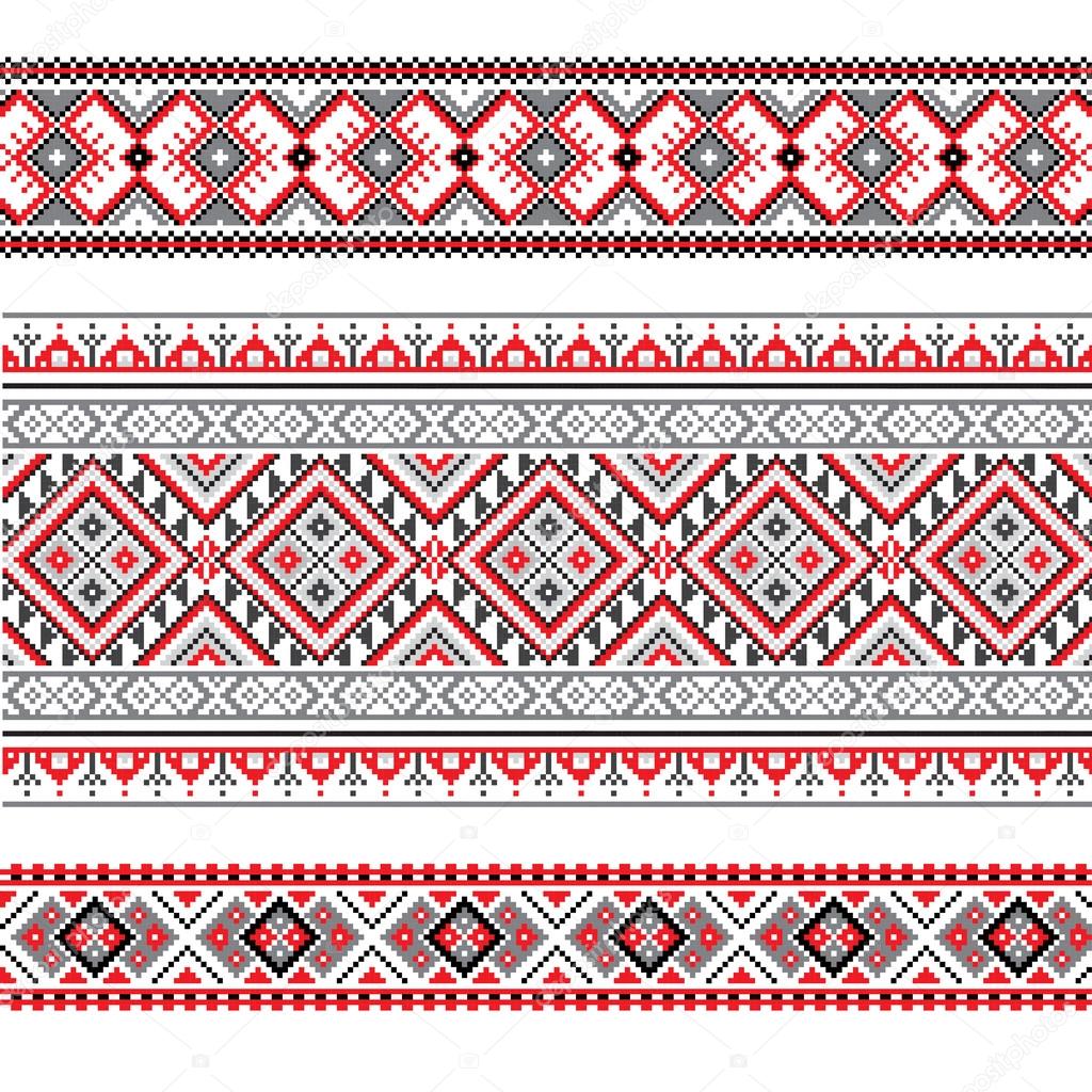 Set of Ethnic ornament pattern in different colors