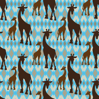 Zürafa ile Dikişsiz vintage desen