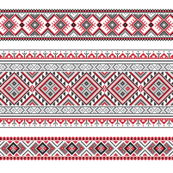 Set of Ethnic ornament pattern in polygonal style — Stock Vector