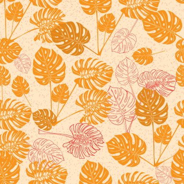 Tropikal monstera bırakır. siluet çizim sorunsuz arka plan.