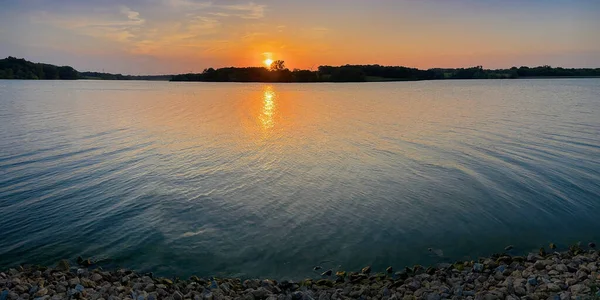 Puesta Sol Largo Orilla Del Pony Express Lake — Foto de Stock