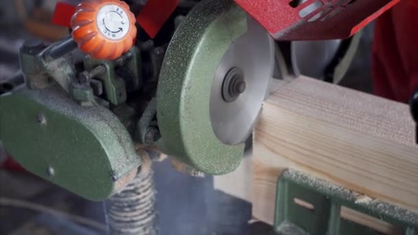 Carpenter Working His Workshop Cutting Holes Electric Saw — Stock Video