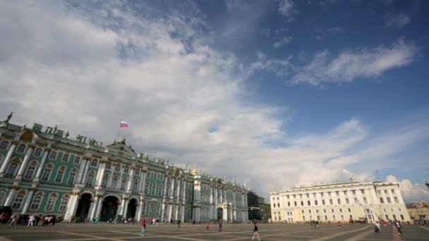 Hermitage museum and Alexander Column — Stock Video