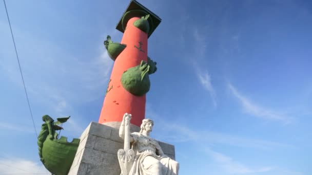 Figure di marmo decorano colonne Rostral — Video Stock