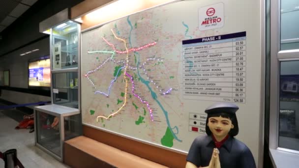 Карта метро Дели . — стоковое видео