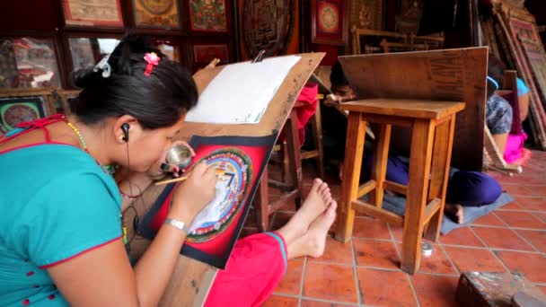 Traditionella mandala målningar — Stockvideo
