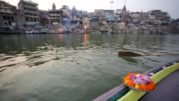 Ceremony on Ganges river — Stock Video