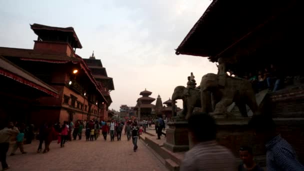 People at the famous Durbar Square — Stock Video