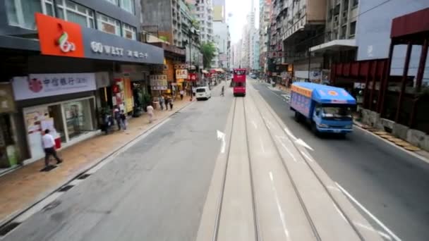 Hong kong doppelstöckige Straßenbahn — Stockvideo