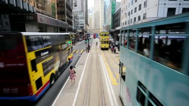 Tranvía de dos pisos de Hong Kong — Vídeo de stock