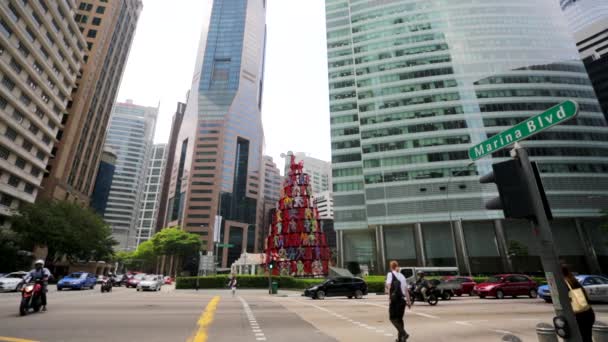 Raffles Place district — Stock Video