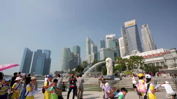 Singapur Merlion çeşme — Stok video