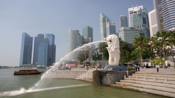 Singapore Merlion fontän — Stockvideo