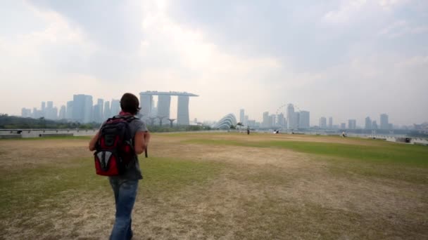 Singapur Marina Barrage — Stok video