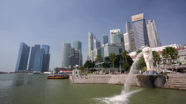 Сингапурский фонтан Мерлион — стоковое видео
