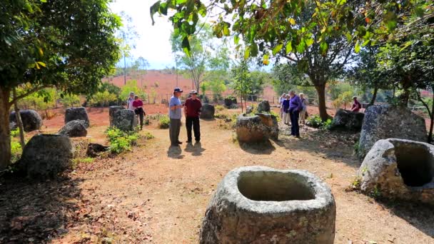 Tourists visit plain of Jars — Stock Video