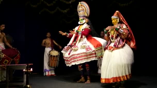 Performans Kathakali sanatçılar — Stok video