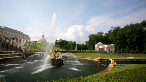 Fonte de Sansão em Peterhof — Vídeo de Stock