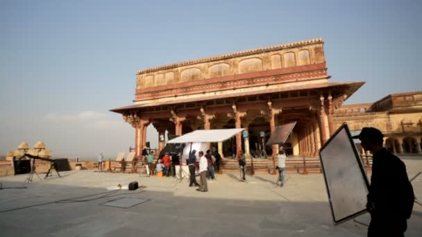 Filmando una escena de cine en Amber Fort — Vídeo de stock