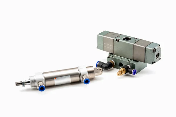 Pneumatic Valve and Air Cylinder — Stock Photo, Image