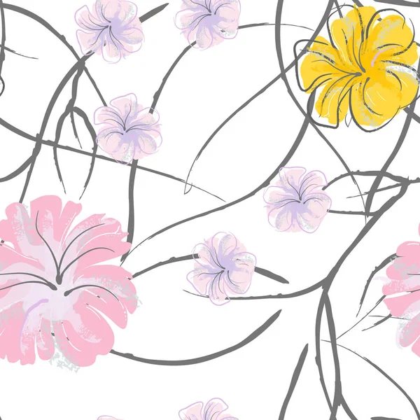 Fleurs roses motif de floraison. Aquarelle pastel. — Image vectorielle